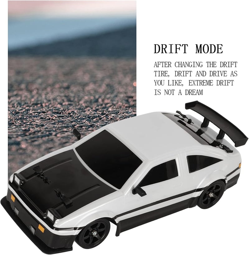 BuyWeek Drift RC Autó 1/16 Méretarány - 2.4 GHz Távirányítós Versenyautó 4 Kerék Meghajtással, LED Világítással, 2 Gumigarnitúrával Fiúknak 