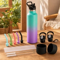 Set za obnovu boce: 5x nastavak za slamku + zamjenski poklopac + zaštita + boca od 1 l 1