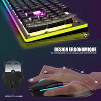 RedThunder K10 AZERTY Francia Vezeték Nélküli Billentyűzet és Egér Szett - Fekete, Lítium-Ion Akkumulátorral, Kompakt Kialakítás 5