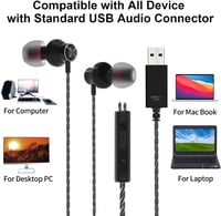 ACAGET USB Gamer Headset Mikrofonnal, Zajszűrős PC Fülhallgató 2.5m Kábellel 3