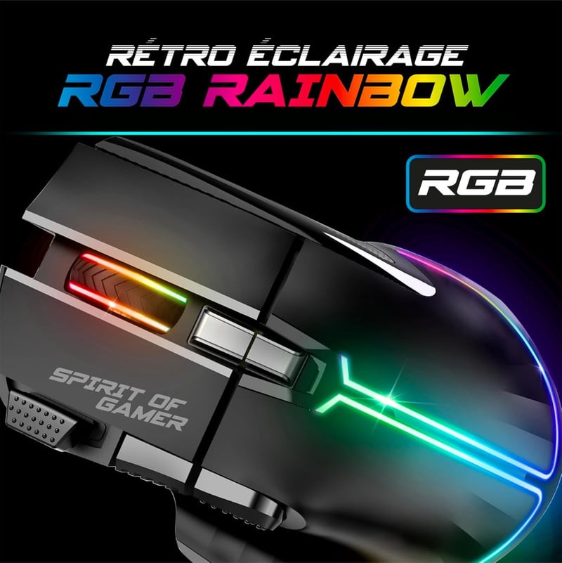 SPIRIT OF GAMER Ultimate 600 RGB vezeték nélküli gamer billentyűzet és egér szett - félmechanikus, 120 órás üzemidő, PC/PS4/PS5/Xbox kompati