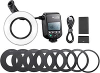 Godox MF-R76 Makró Körvaku GN14 - 10 Fényerőszint, 8 Adaptergyűrű, Nagy Kapacitású Akkumulátor - Canon, Nikon, Sony, Fuji, Olympus DSLR Fény 8