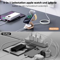 AC Island 5 az 1-ben Mágneses Töltőállomás iPhone 16/15/14/13/12, Apple Watch, AirPods Készülékekhez - Összecsukható Utazási Vezeték Nélküli 4