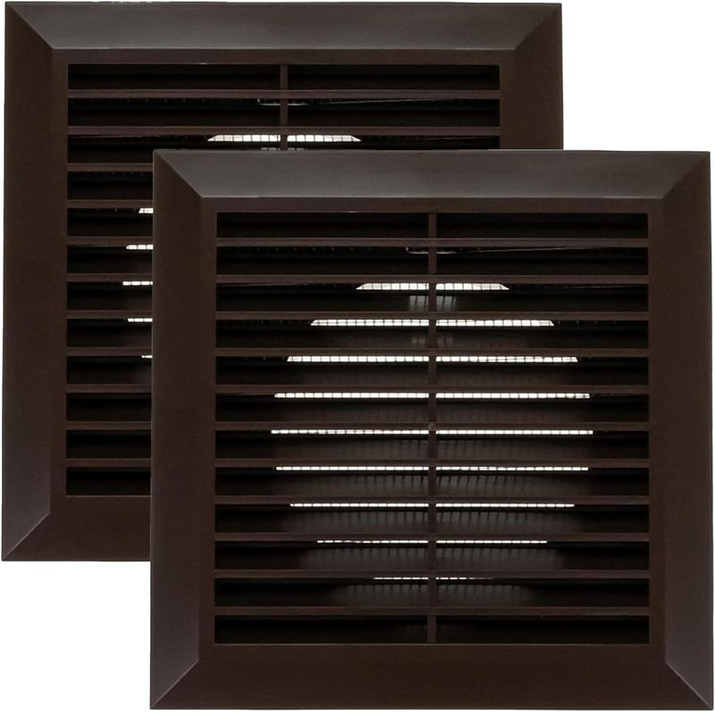Vent Systems 100mm Kültéri Szellőzőrács 2db - Fürdőszobai Elszívó Fedél - Rovar, Madár és Rágcsálóvédelem - Barna Műanyag Szellőzőnyílás 10c