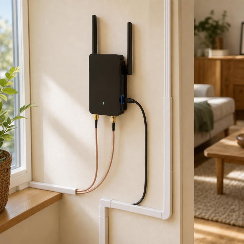 WiFi balík pre stabilnú sieť: WiFi 6 zosilňovač + 2x SMA kábel + Cat6 kábel + 10x lišta