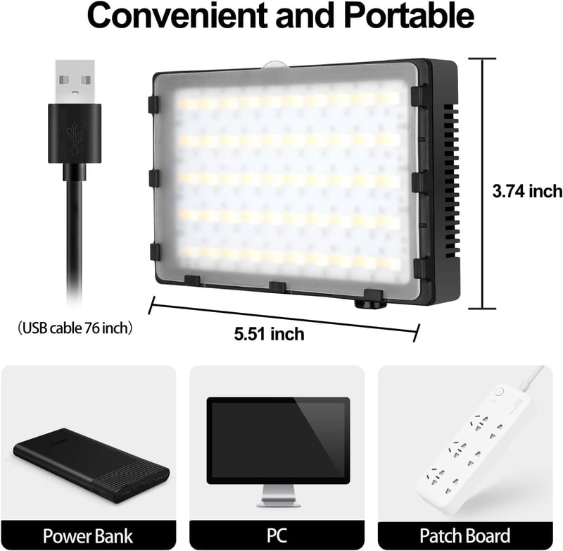 EMART RGB LED Videó Lámpa Szett - 5500K Állítható Fényerő, USB, Tripod Állvánnyal, Streaming, YouTube, Fotó Stúdió Világítás