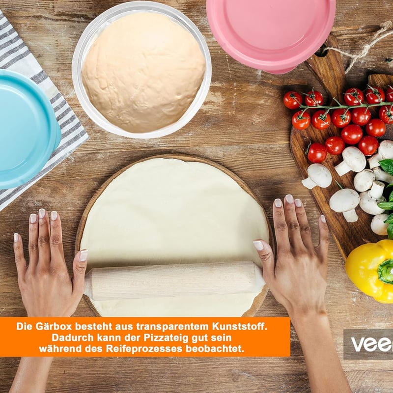 Spoilu színes pizzatészta érlelő doboz szett fedéllel, 6 darabos