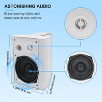 Herdio 5.25" Bluetooth Vízálló Kültéri Hangszóró - 200W Teljesítmény, Beltéri-Kültéri Használatra, Fali Konzollal, Fehér 6