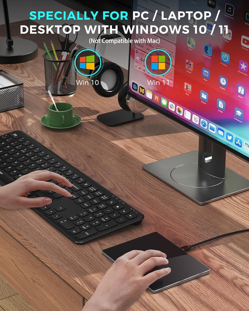 seenda Érintőpad PC-hez - Edzett Üveg Felületű Vezetékes Trackpad Alumínium Alappal, Nagy Pontosságú Navigáció Windows 10/11 Rendszerekhez (