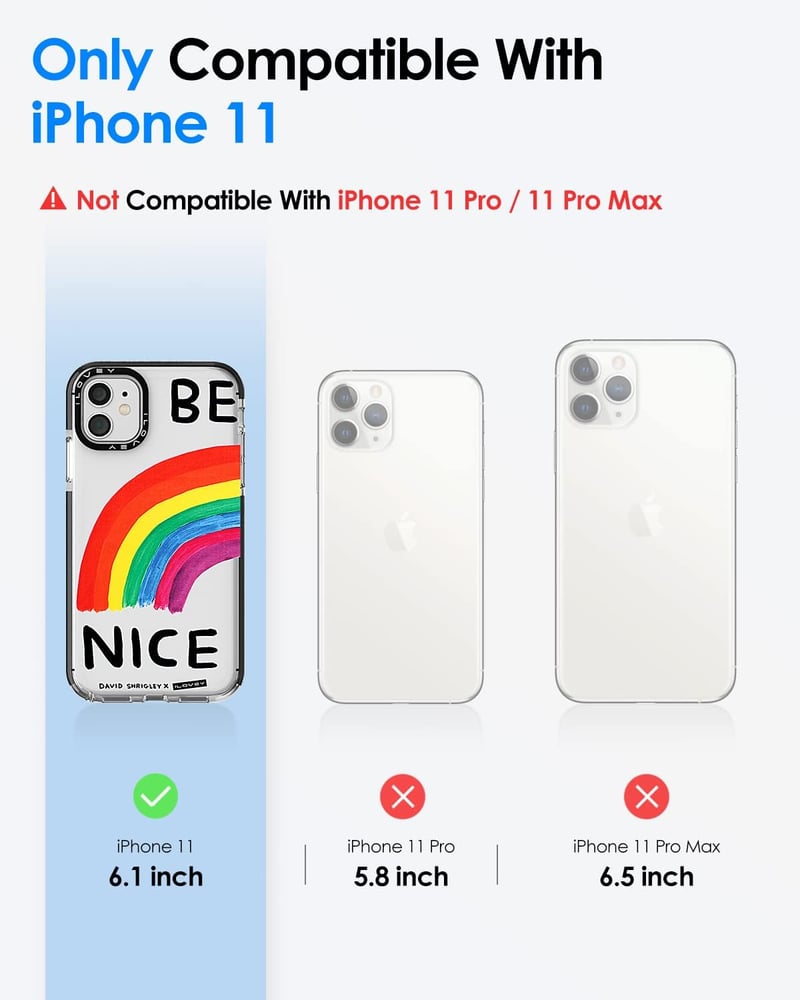 iPhone 11 Átlátszó Szilikon Tok "Be Nice" Felirattal és Szivárvány Mintával