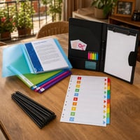 Set za organizaciju dokumenata: 1x mapa s 10 džepova + 1x mapa s kopčom + 100x brzi uvez + 10x registrator 1