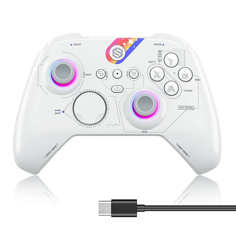 Reddening Vezeték Nélküli Kontroller Windows PC-hez, Gamepad TURBO/Hall-Trigger/RGB Világítási Módokkal, 3.5mm Audioporttal, Beépített Akkum