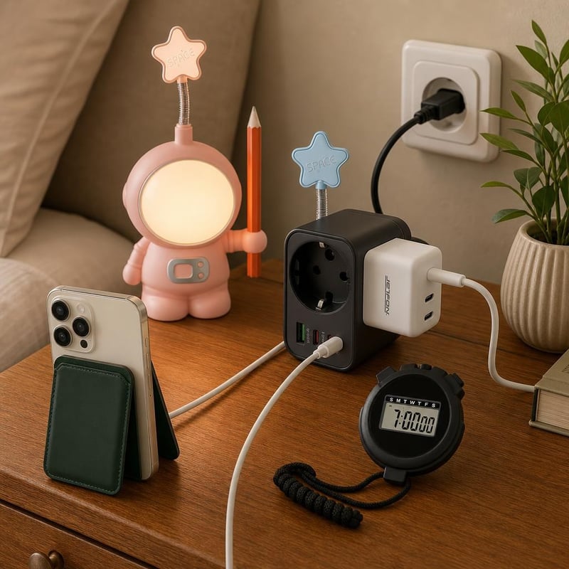 Nočný balíček: 1x USB-C nabíjačka + 1x PD adaptér + 1x MagSafe stojan + 1x lampa + 1x stopky