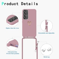 Samsung Galaxy A23 5G/4G Rózsaszín Szíves Szilikon Tok Levehető Nyakpánttal 2