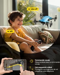 DEERC D20 Mini Drón 720P HD Kamerával - Összecsukható Kék Quadrokopter Gyerekeknek és Felnőtteknek, Hangvezérléssel, 2 Akkumulátorral 4