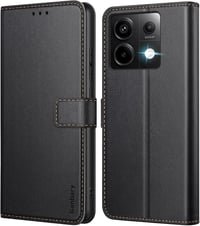 Xiaomi Redmi Note 13 Pro 5G/Poco X6 5G Prémium Bőr Flip Tok - Fekete, Kártyatartóval 1