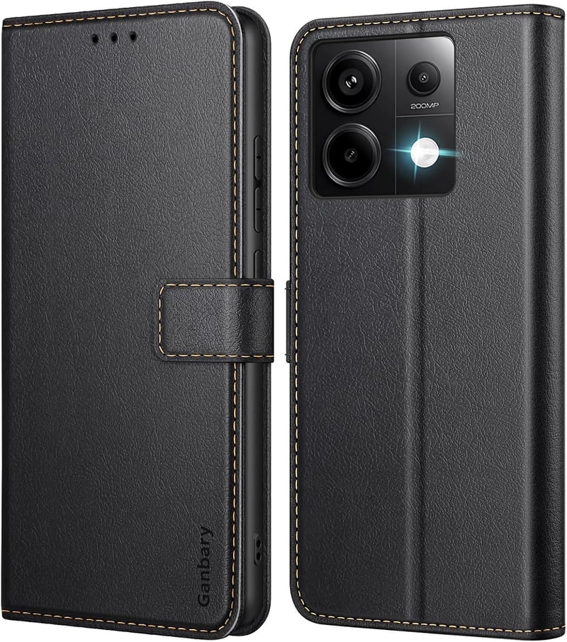 Xiaomi Redmi Note 13 Pro 5G/Poco X6 5G Prémium Bőr Flip Tok - Fekete, Kártyatartóval