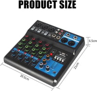 micfuns M-5 Mini DJ Keverőpult 5 Csatornás Hangkeverő Bluetooth USB MP3 Funkcióval, 48V Fantomtáp, Stúdió Felvételhez, Élő Közvetítéshez 6