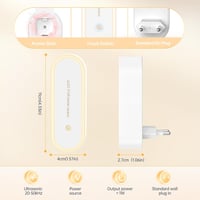 bubbacare Ultrahangos Rovarriasztó 2db - LED Éjszakai Fény, Elektromos Kártevőűző Szúnyog, Egér, Pók Ellen, 1200m² Hatótávolság, Fehér 6
