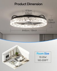 YUNLONG Okos WiFi Mennyezeti Ventilátor Lámpával - Alexa és Google Kompatibilis, Távirányítós, 5 Lapátos, Fekete, Fényerőszabályozható, Irán 6