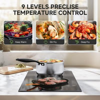AMZCHEF Domino indukciós főzőlap, 2 főzőlap, beépített indukciós főzőlap 10 teljesítményszinttel, érintőképernyős vezérléssel és gyerekzárral, fekete, 3300 W 2