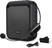 SHIDU Hordozható Hangosító Bluetooth Hangszóróval és UHF Vezeték Nélküli Mikrofonnal - 10W, 1800mAh, MP3 Lejátszás Tanároknak, Idegenvezetőknek 1