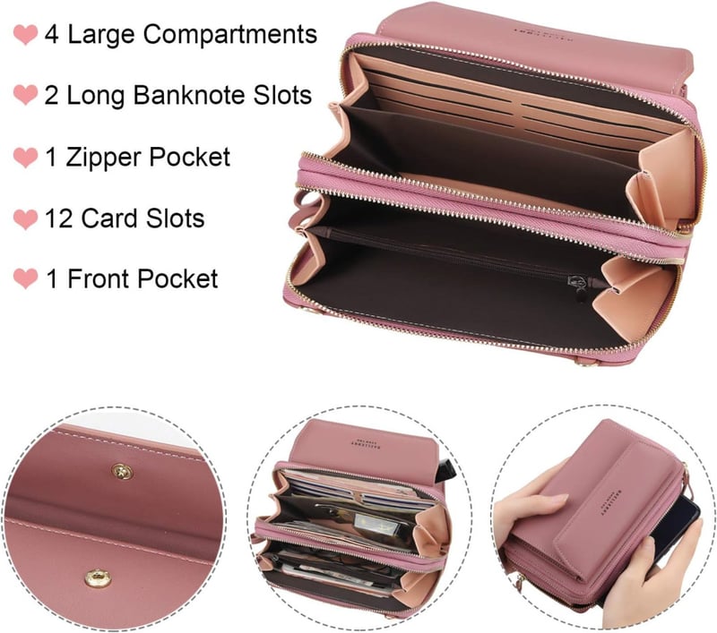 Yixuan női crossbody táska kék PU bőr dupla cipzárral és kártyatartóval