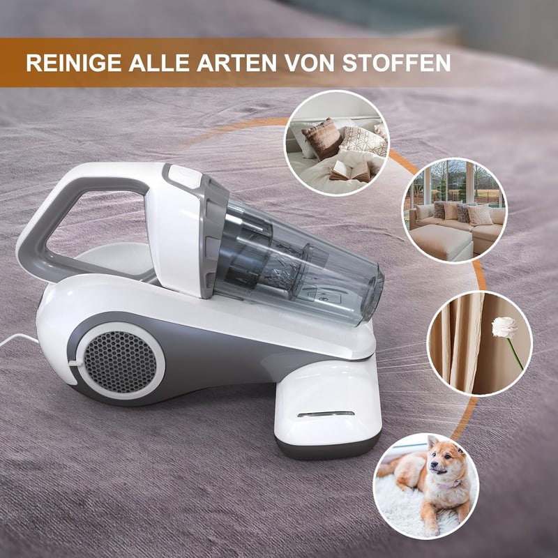 Dibea UV-10 Matrac Porszívó 10000 Pa 300W UV Lámpával - Poratka Eltávolító Ágymattress Tisztító HEPA Szűrővel, 400ml Portartály, Allergiások
