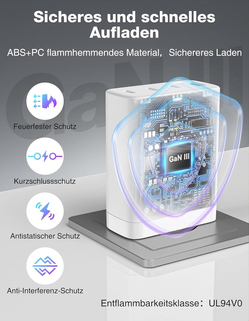 TECKNET 100W GAN III USB-C gyorstöltő 4 porttal, MacBook, iPhone, Galaxy kompatibilis