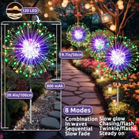 Dekofun Napelemes Kerti Lámpa Szett, 2 db Pitypang Alakú 120 LED Fényfüzér, 8 Világítási Mód, Vízálló, Téltűrő Kültéri Világítás Erkélyre, V 4