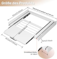 bimiti Mosógép-Szárítógép Összekötő Keret - Univerzális Köztes Állvány 61-64 cm Széles Gépekhez, 64 x 55 cm, Fehér 2
