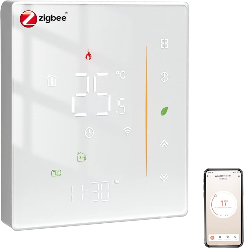 MOES Zigbee Okos Termosztát Vízalapú Padlófűtéshez - Programozható Digitális Szobai Hőszabályzó Alexa/Google Home Kompatibilis, Tuya App Vez