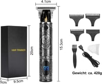 ZITFRI Profi hajvágó férfiaknak, T-pengés, USB-s, LED-es, 3 fésűvel 9