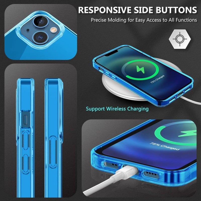 Apple iPhone 13 Mini Kék Áttetsző Szilikon Tok Beépített Képernyővédővel
