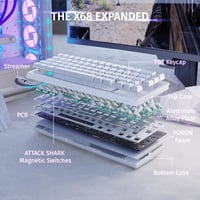 Tastatură mecanică de gaming rapidă ATTACK SHARK X68 HE 8000Hz, precizie 0.01mm, iluminare de fundal RGB, switch-uri magnetice, 60% compactă, PC/M 9