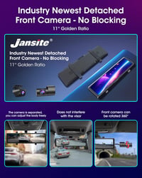 Dupla 2.5K Tolatókamera Tükör Dashcam 11" Visszapillantó Kamera Éjjellátó USB-C 2