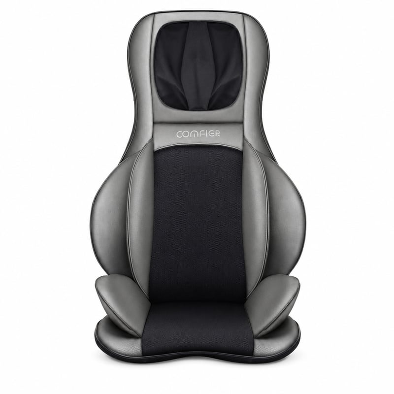 Masážny vankúš na chrbát a krk COMFIER Shiatsu s vyhrievaním 2D/3D, sivý - neúplný (bez nabíjacieho adaptéra) (stav: pozri 2. obrázok)