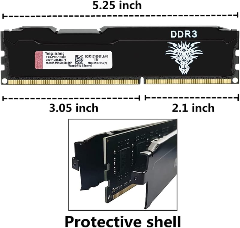 Yongxinsheng DDR3 16GB (2x8GB) 1333MHz PC3-10600 Asztali RAM Memória Modul