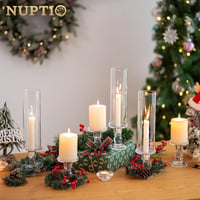 NUPTIO Üveg Gyertyatartó Szett - 35 cm Magas, 10 db Átlátszó Hengeres Gyertyatartó Esküvői Asztaldekorációhoz, Beltéri és Kültéri Használatr 2