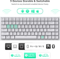 RK ROYAL KLUDGE RK84 75% RGB Fehér Mechanikus Gamer Billentyűzet - Vezeték Nélküli Bluetooth/2.4GHz  5