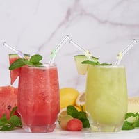 Sunwuun Virágmintás Üveg Szívószálak - 6 db Hajlított, Újrahasználható, Hőálló Üveg Ivószál 2 Tisztítókefével - Koktélokhoz, Smoothie-khoz 4