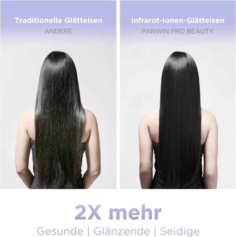 PARWIN PRO BEAUTY Infravörös Ionos Hajvasaló és Hajgöndörítő 2-in-1, 14 Hőfokozat 100-230°C, Antisztatikus Hatás, Kerámia Bevonat, Rózsaszín