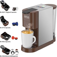 KOTLIE AC-513HF 5 az 1-ben Multifunkciós Kávéfőző - Kompatibilis A Modo Mio/NES/DG/Őrölt Kávé/ESE Kapszulákkal, 800ml Víztartály, Barna 2