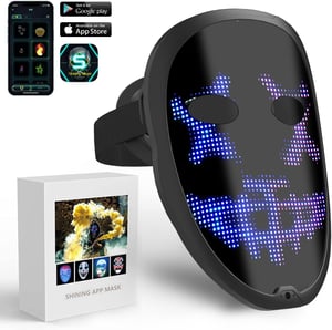 Mască LED MEGOO cu Bluetooth și recunoaștere a gesturilor - Mască facială luminoasă programabilă pentru carnaval și Halloween