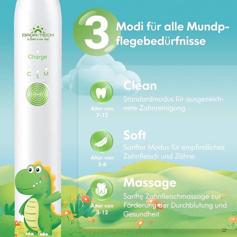 Oral-B Gyerek Elektromos Fogkefe 3-18 Éveseknek, Dinoszaurusz Mintás, Fehér