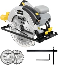 Enventor 1200W Körfűrész Vezetősínnel - 185mm Átmérőjű Fűrészlappal, 2 Pengével (24T+40T), 5800 RPM, Lézeres Vezetővel, Fa, Fém és Csempe Vá 1