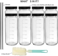 OAMCEG 8 db 500 ml Üveg Palack Szett - Juice Üvegek PP Fedéllel és Szívószálakkal, Mosogatógépben Mosható, Hűtőben Tárolható, Smoothie-hoz é 3