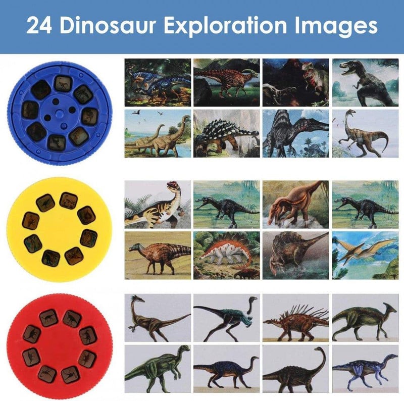 Dinoszaurusz Projektor Zseblámpa Gyerekeknek - 24 Kép, 3 Korong