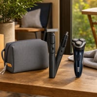 Set complet pentru bărbierit: 2 aparate electrice + geantă cosmetice 1