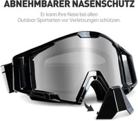 NENKI Motocross Szemüveg Orrvédővel - Fekete Unisex Motorozáshoz, Sízéshez, MTB-hez 6